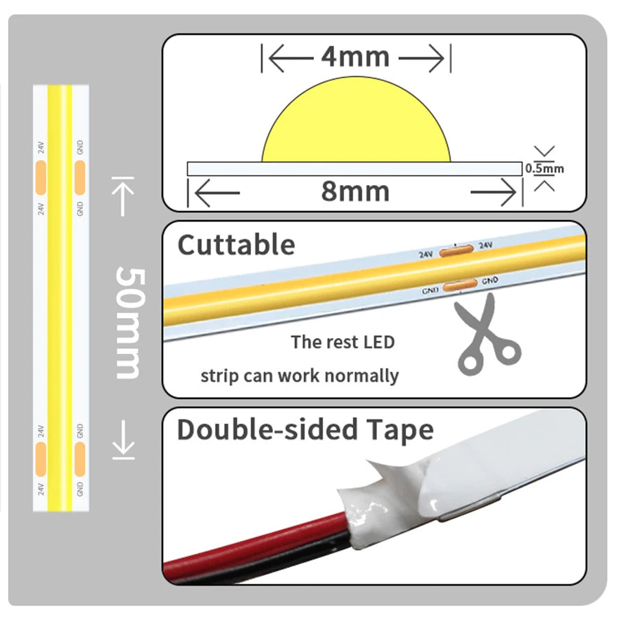 Linear Dimmable Strip Lights 8mm
